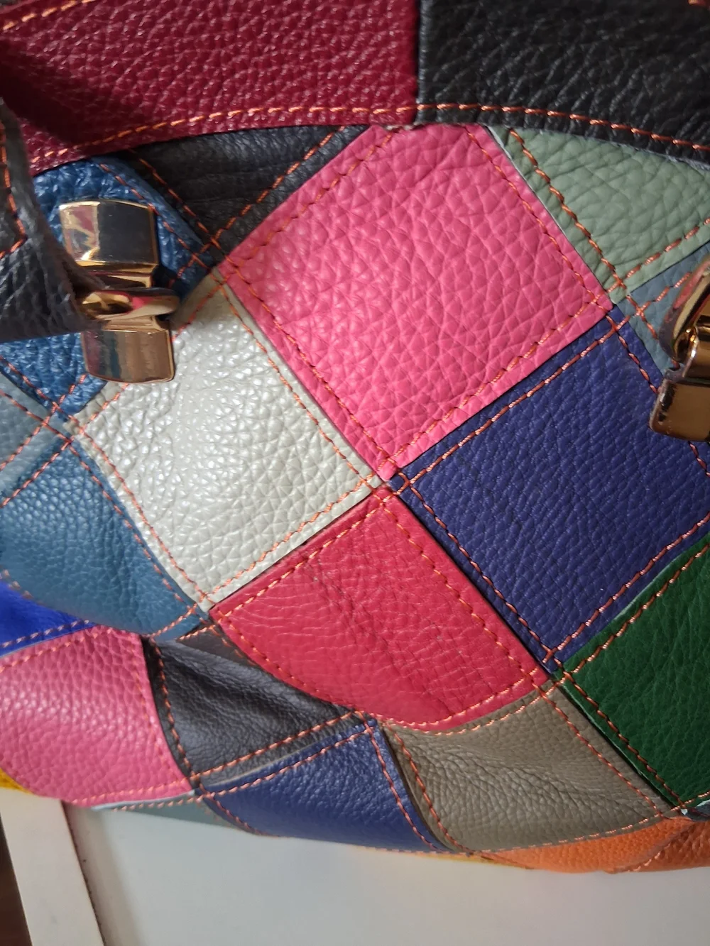 Colorful Patchwork Floral Satchel Bag - Multicolor